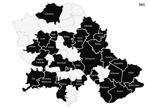 Opštine u kojima je Srpska napredna stranka na vlasti sa lokalnim partnerima